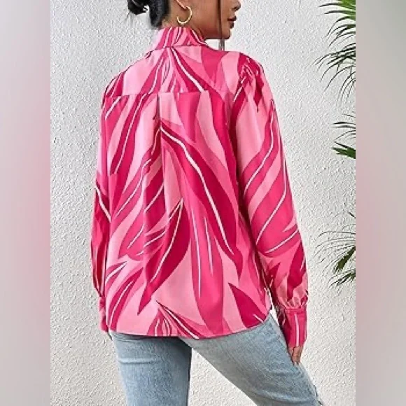 Pink Patterned Women's Top - Picture 3 of 8